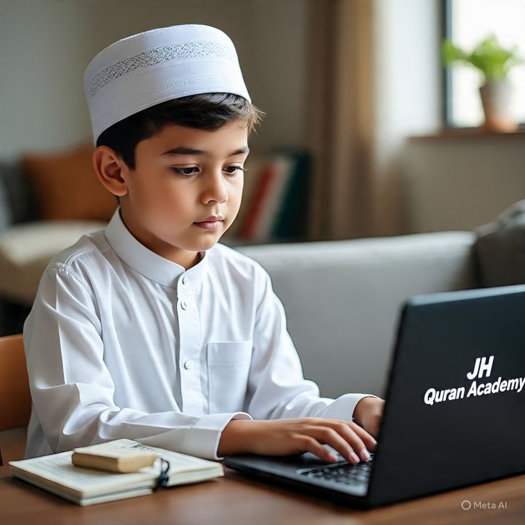 A young boy studying in a prayer area